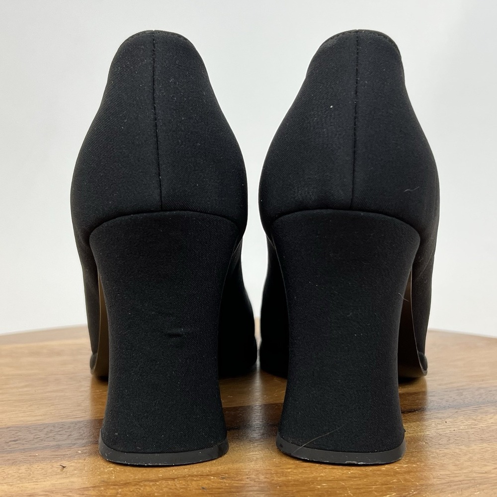 Womens Prada Black Fabric Vintage Slip On Flared Block Heel‎ Pumps Size EU 37.5 - Picture 4 of 9